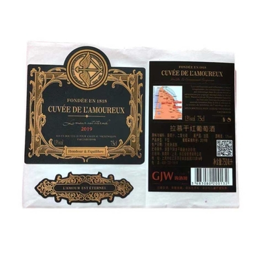 Nhãn chai rượu whisky được cá nhân hóa In tem dán giấy bạc dập nổi riêng
