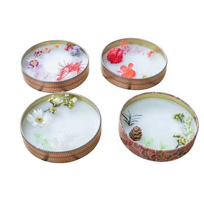 Chè kim loại hình chữ nhật Bao bì thiếc Hộp đựng tròn Có thể đựng lọ rỗng Nắp in tùy chỉnh