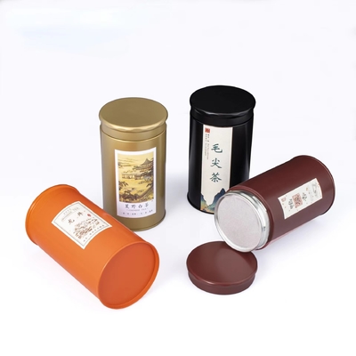 Màu trắng Saffron hộp thiếc Hộp xi lanh Đẹp có thể 180 gram Tấm kim loại hình tròn được in