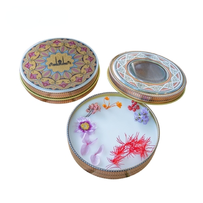Hộp thiếc bằng thép không gỉ để đóng gói trà Khay cửa sổ trong suốt bên trong Hình dạng cuốn sách